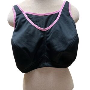 Glamorise Womens No Bounce Camisole Sports Bra Black Pink Wire-free 44F